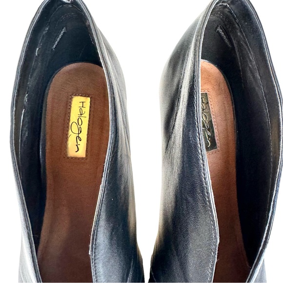 Halogen Black Leather Studded Peep Toe Stiletto Heel Pumps Women’s Size 9 - Picture 13 of 14